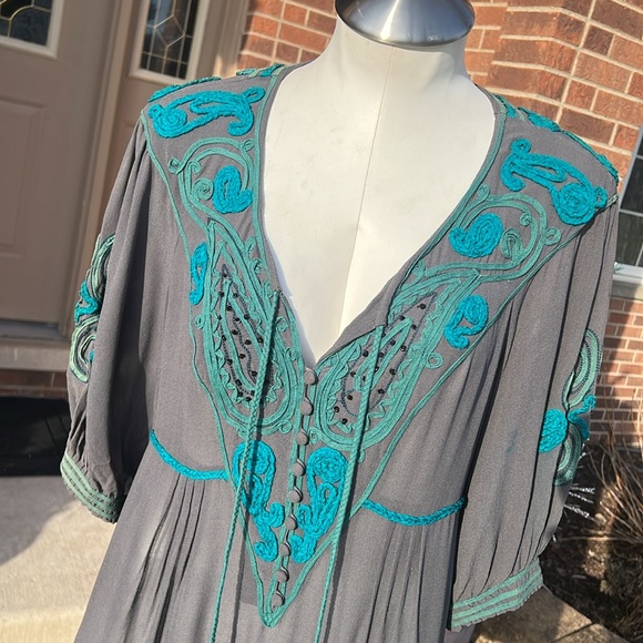 Nanette Lepore grey and teal  dress size 6, - Picture 5 of 12